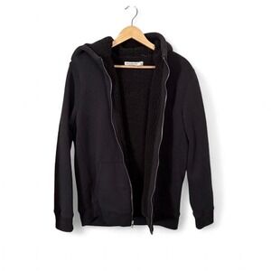 Abercrombie & Fitch Soft A&F Men's Sherpa Lined Zip Hoodie Black Size M Cozy